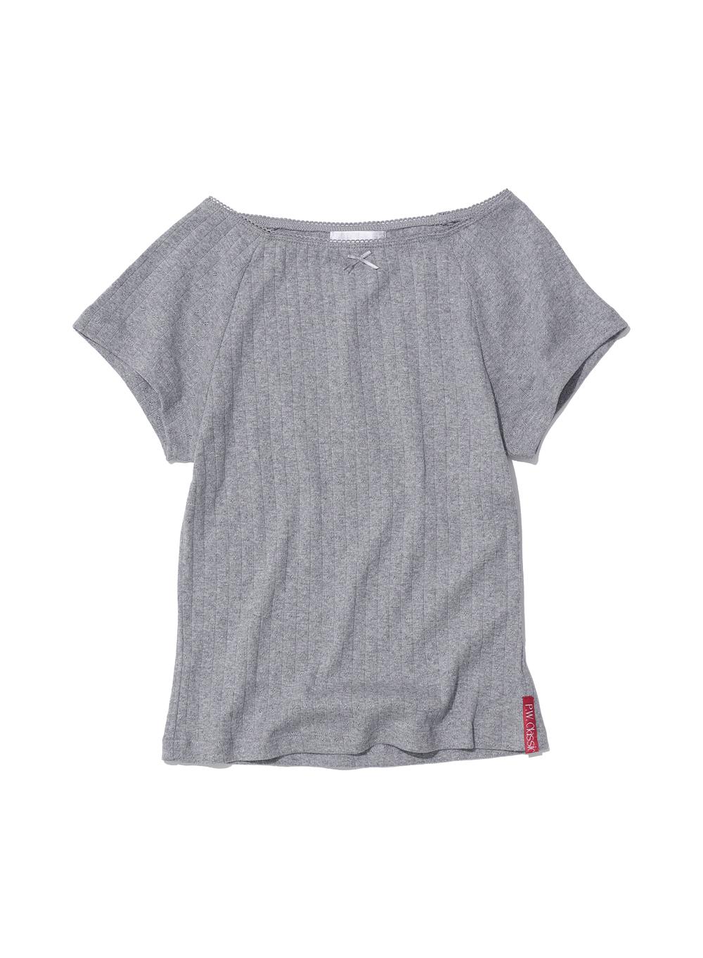[WOMEN] PWC LACE TRIM EYELET SHORT SLEEVE TEE_MELANGE