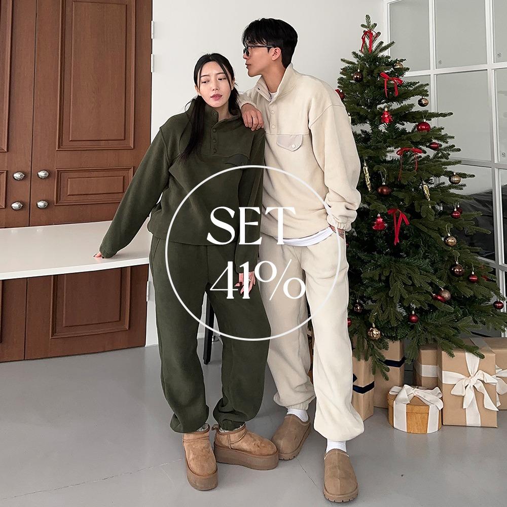 [CODI SET] (UNISEX) 테디 후리스 아노락 + 조거팬츠 셋업 (4color)