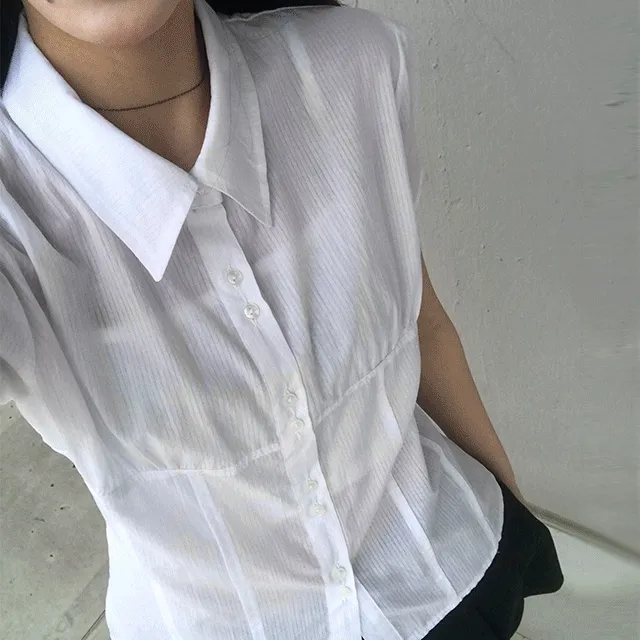 [디테일예쁜] 코튼 반팔 셔츠 블라우스 (2color)