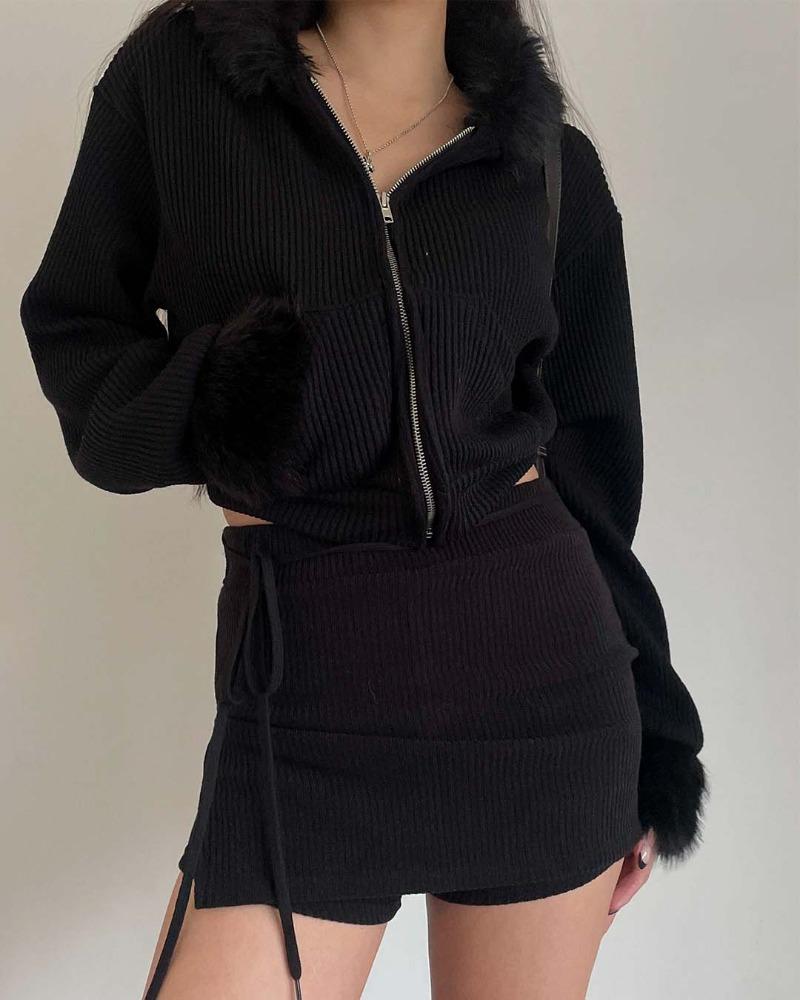 Knit strap short pants (3 color)