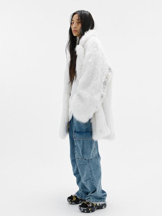 FRENCH FAUX FUR COAT IVORY