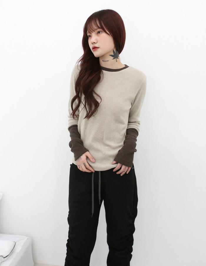 밤비 배색 롱 슬리브