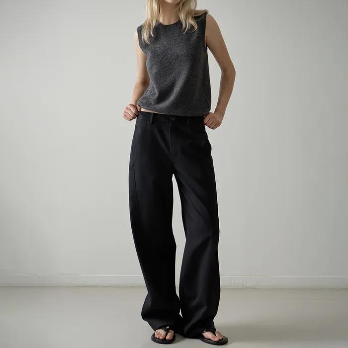 커브드 울 팬츠_black