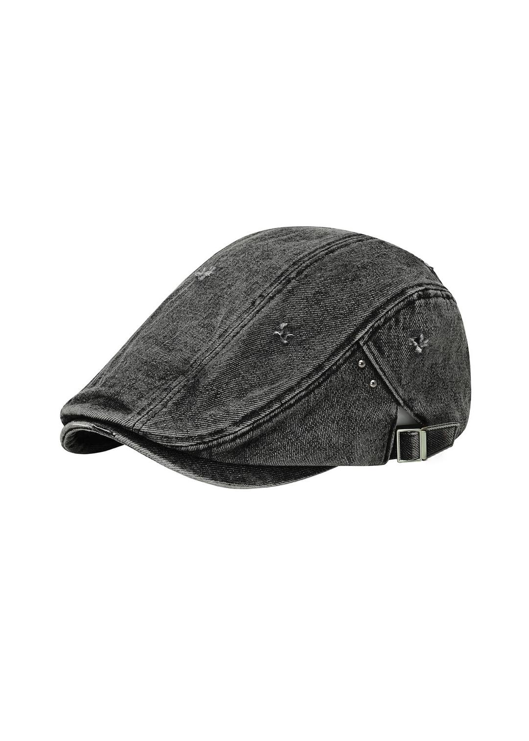 WASHED DENIM HUNTING CAP, SNOW GRAY