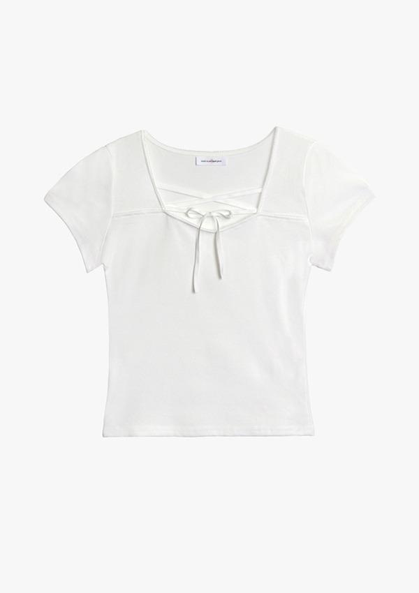 핑크파인애플 BALET SQUARE NECK T-SHIRT_WHITE