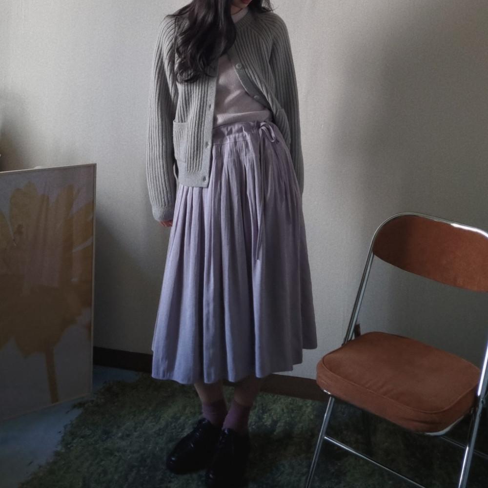 벨벳새틴 스트링 플리츠 스커트 (벨벳광 2colors)
