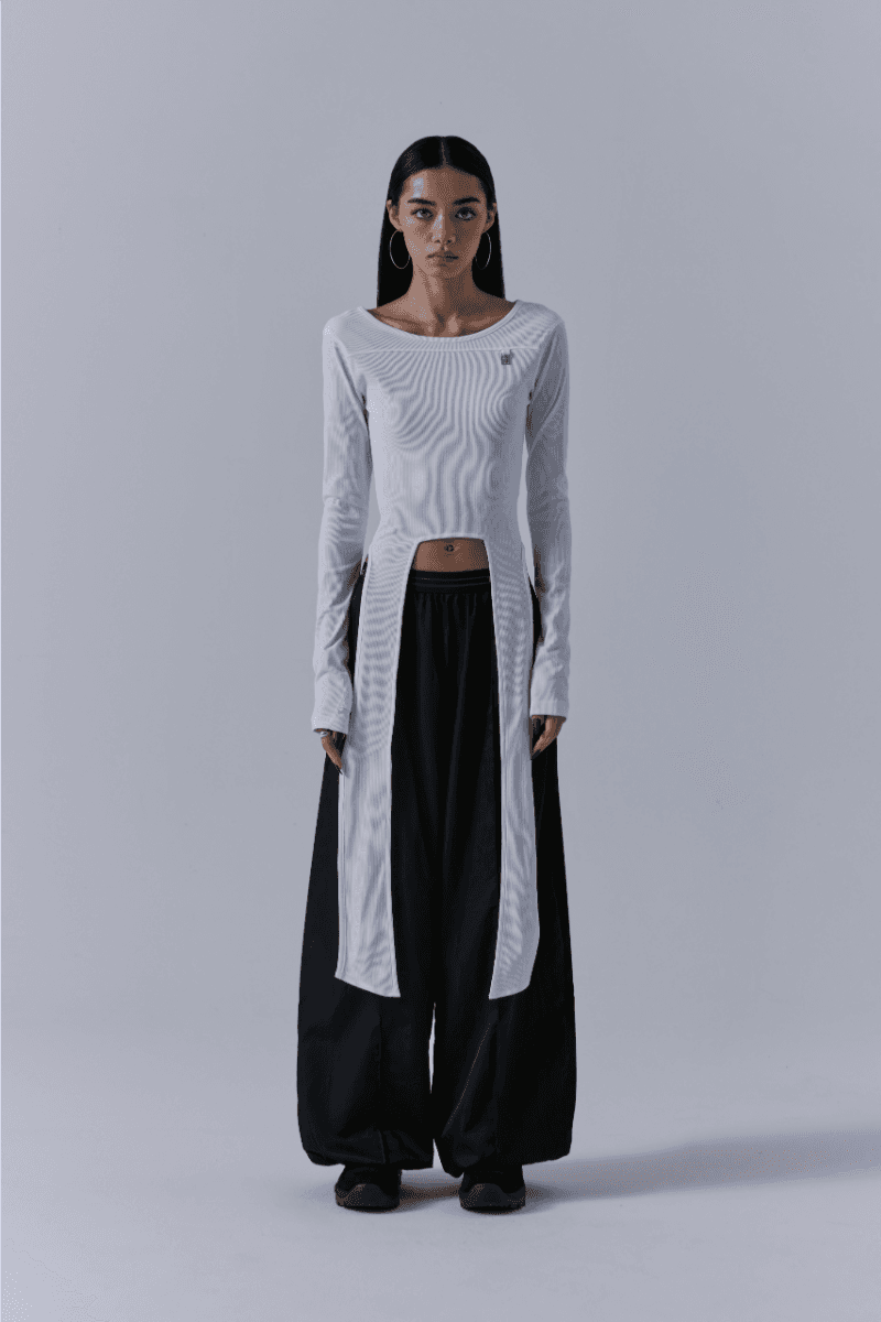 Back-less Strap Long Sleeve [ White ]