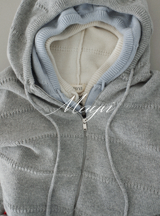 언더비 [당일발송🔥/스프링세일🌸/Mayvi] Popo 후드 니트 집업 (3 color), 슈퍼파인울 55%