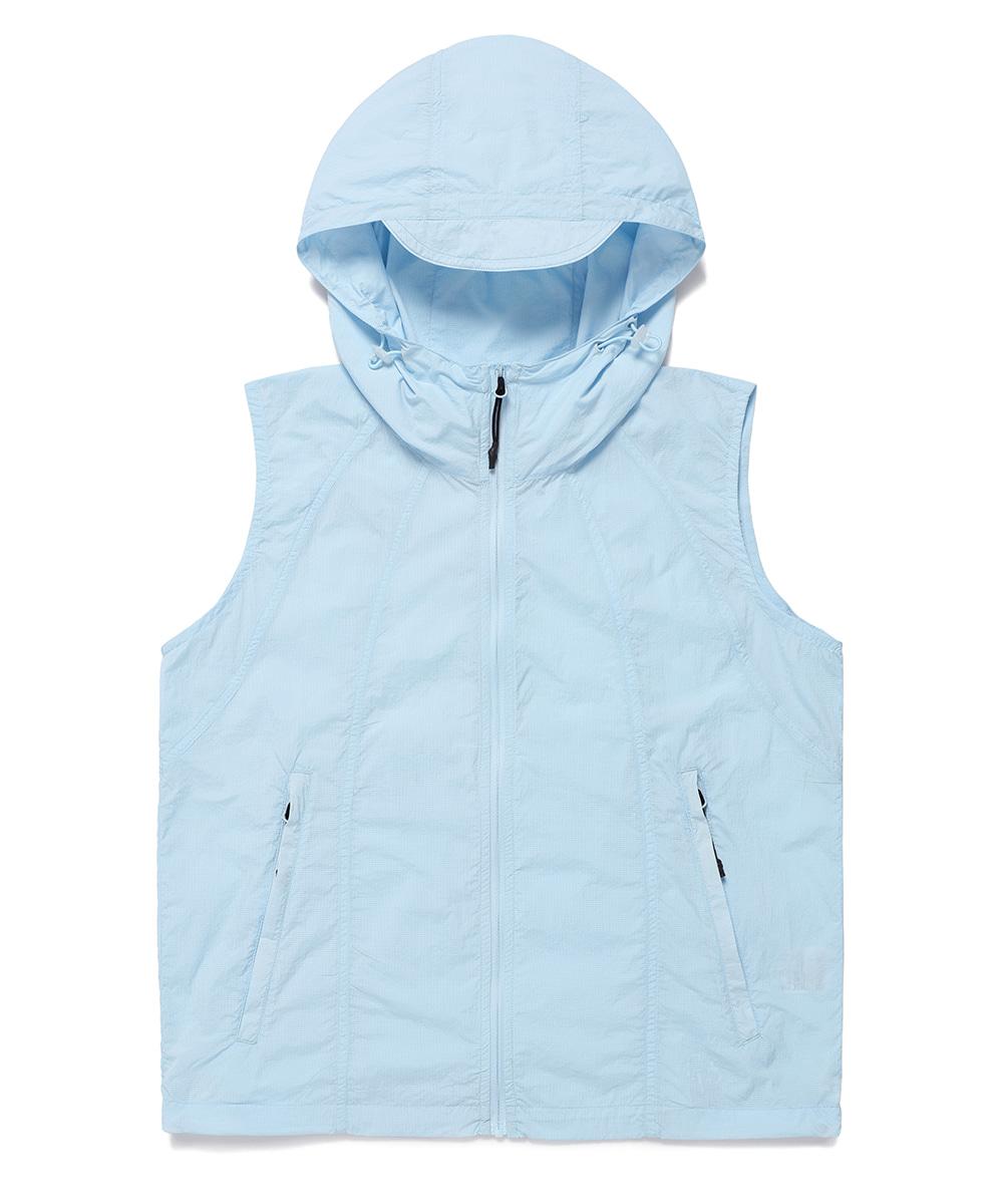 W HOODED VEST WIND BREAKER[SKY BLUE]