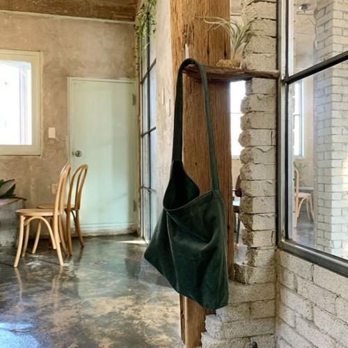 코듀로이 다크그린 에코백