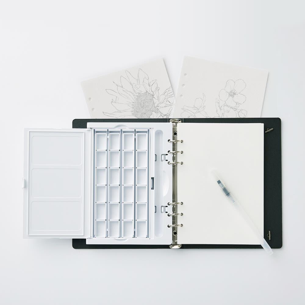 휴대용수채화팔레트 고체물감 수채화다이어리 A5 종이바인더 기본세트