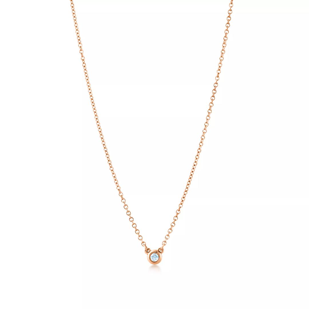 다이아몬드 바이 더 야드™ 싱글 다이아몬드 펜던트, 로즈 골드