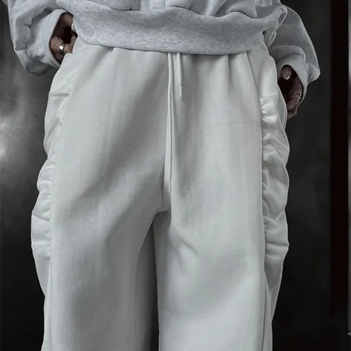 [기모 / set / unisex] color block shirring pants