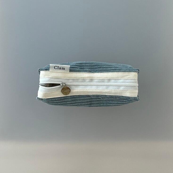 Clam round pencilcase _ Corduroy dolphin