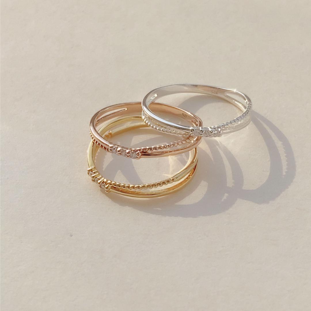 [Los./14k] 꼬임 큐빅 은반지 kate ring