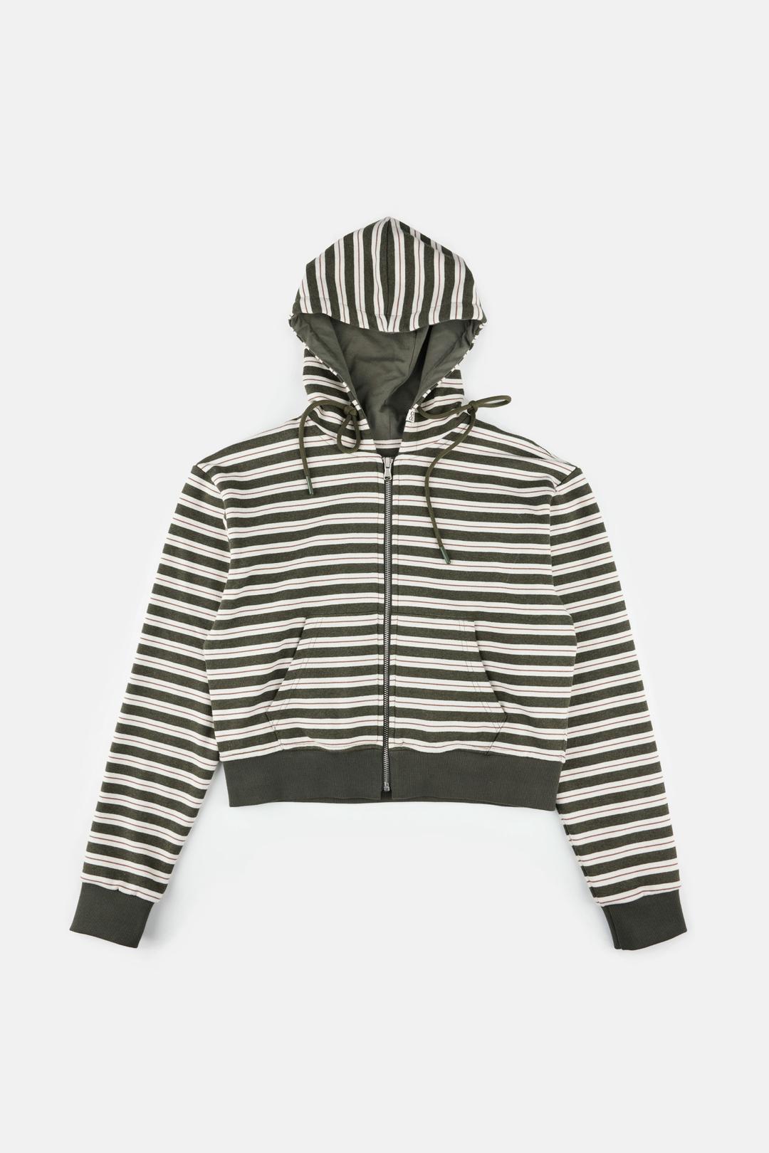 ABI STRIPED HOODIE ZIPUP (KAHKI)