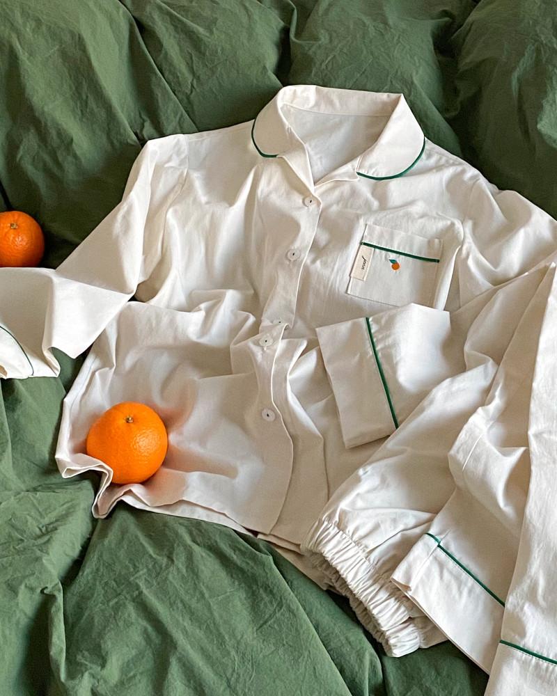 3차 재제작/ jenn Orange Pjs 오렌지/ 순면 여성 사계절 홈웨어/ 잠옷/ 파자마 세트