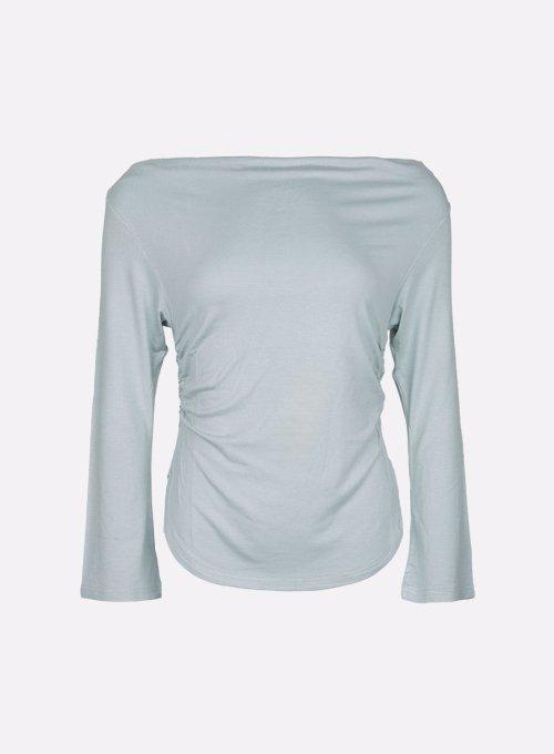 레르(LER)  보트 넥 세미 크롭 슬리브 티셔츠 스카이블루 L23TS03SBL - 사이즈 & 후기 | 무신사