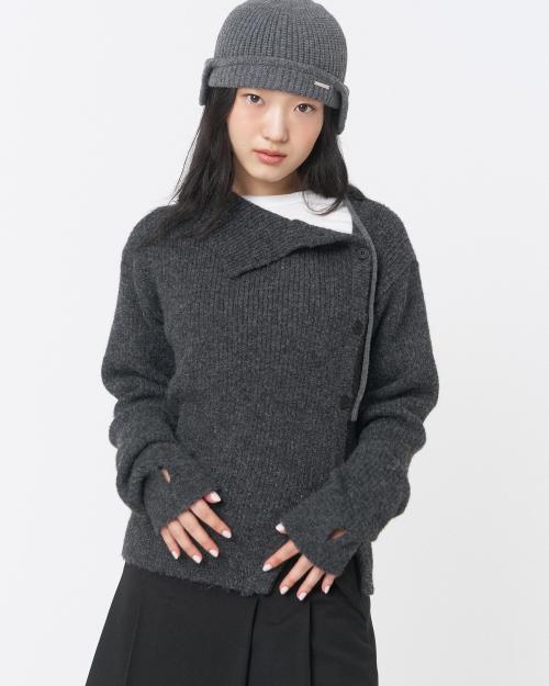 Side button knit CHARCOAL