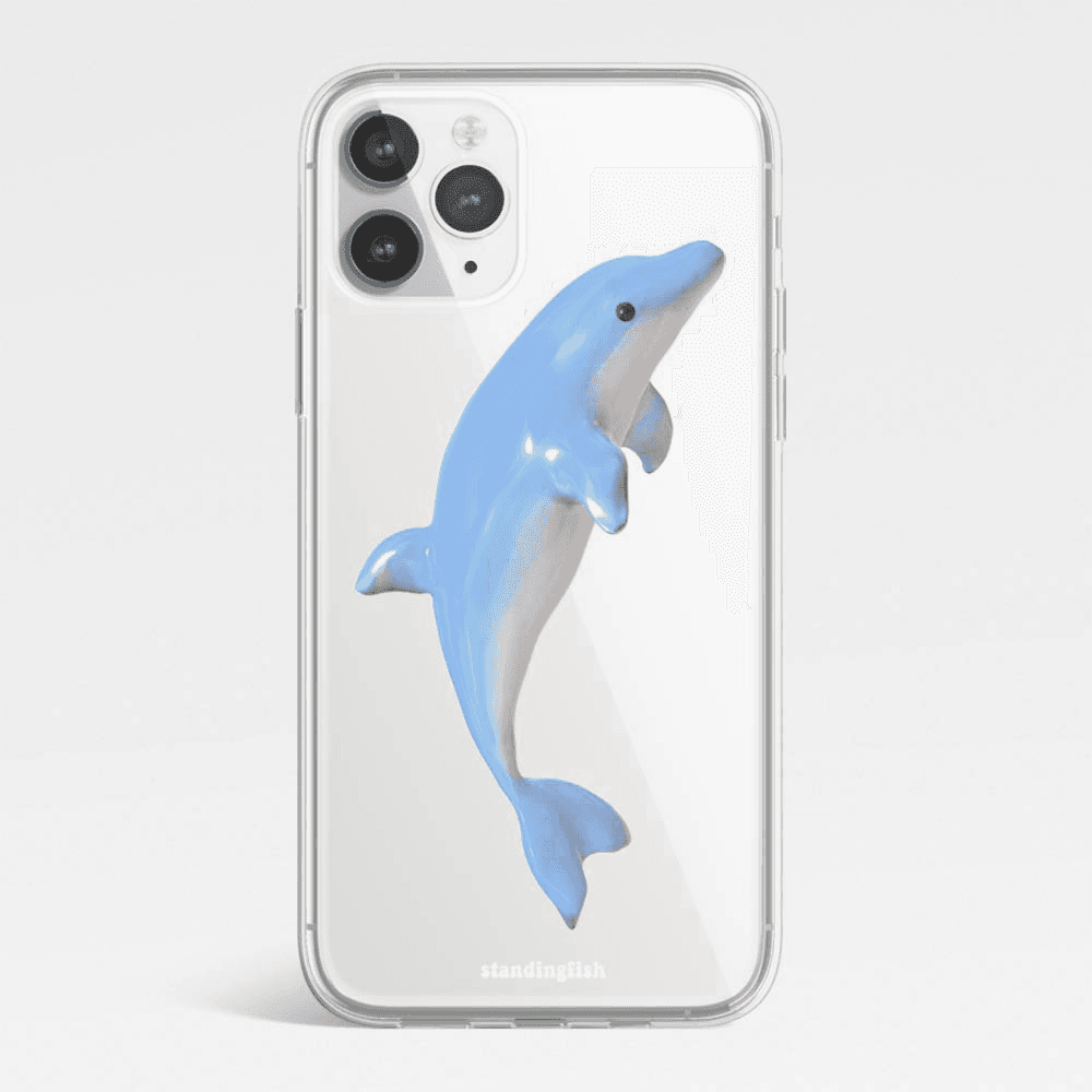 sky-blue dolphin phone case