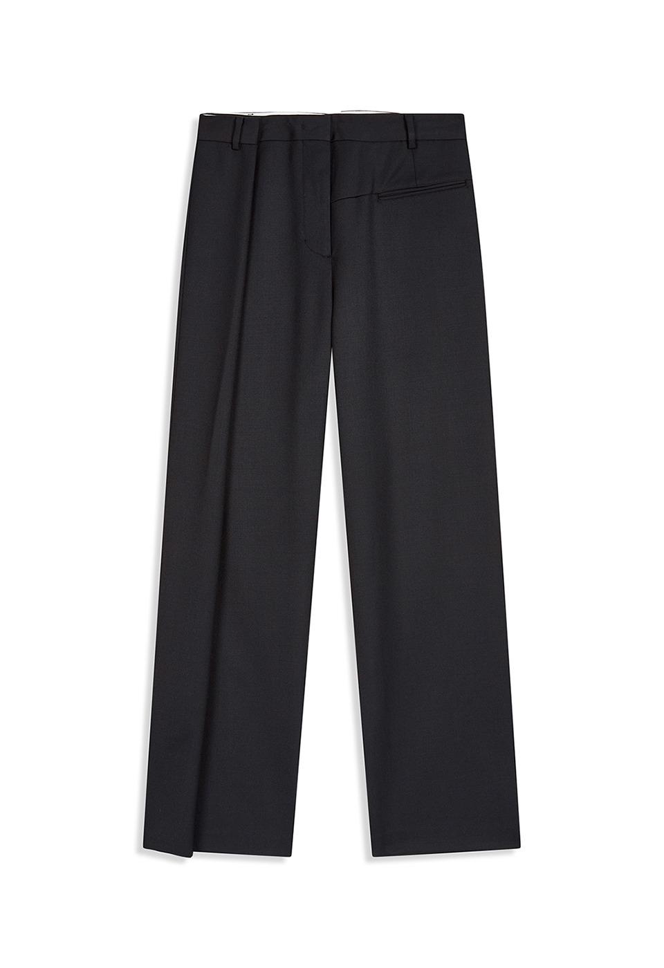 WRAP-OVER WAIST PANTS, BLACK