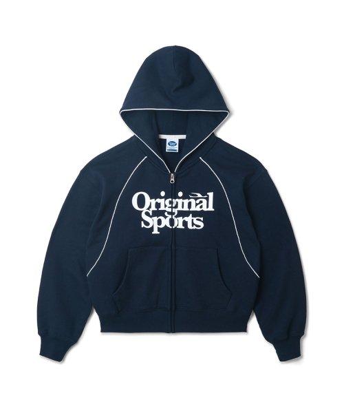 [WOMEN] LINE ZIP-UP HOODIE NAVY