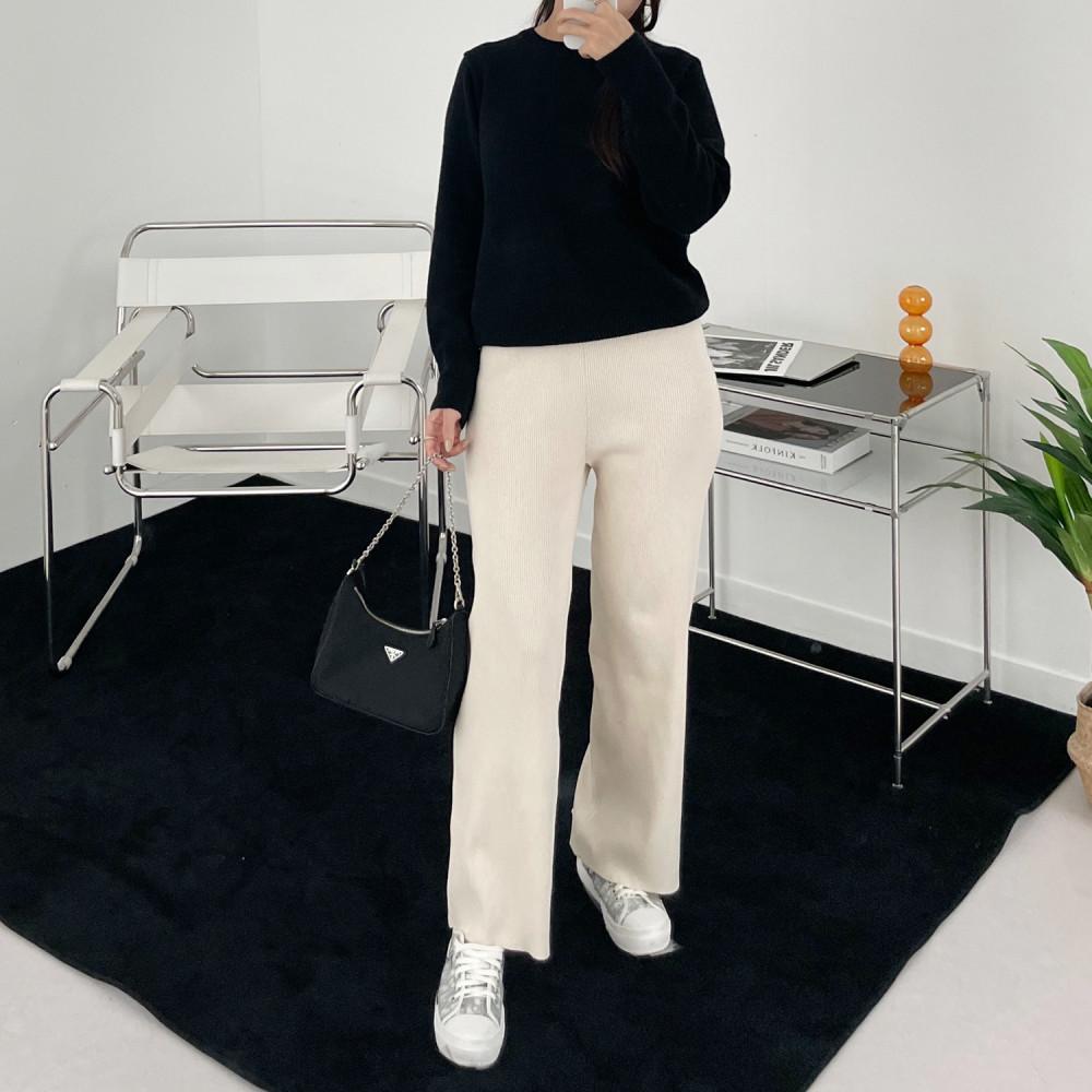 [무료배송] 여자 니트 바지 밴딩 와이드 골지