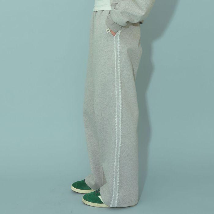LACE 2WAY SWEATPANTS-GRAY