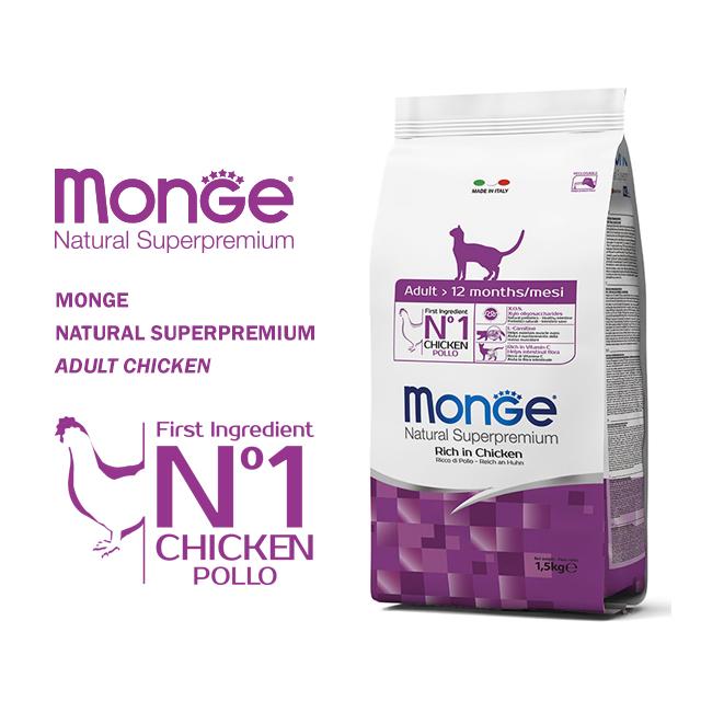 몬지 내추럴 슈퍼프리미엄 어덜트 치킨 10kg / 12개월 이상의 고양이 사료 / 브리더용, 고양이대용량사료(004800)