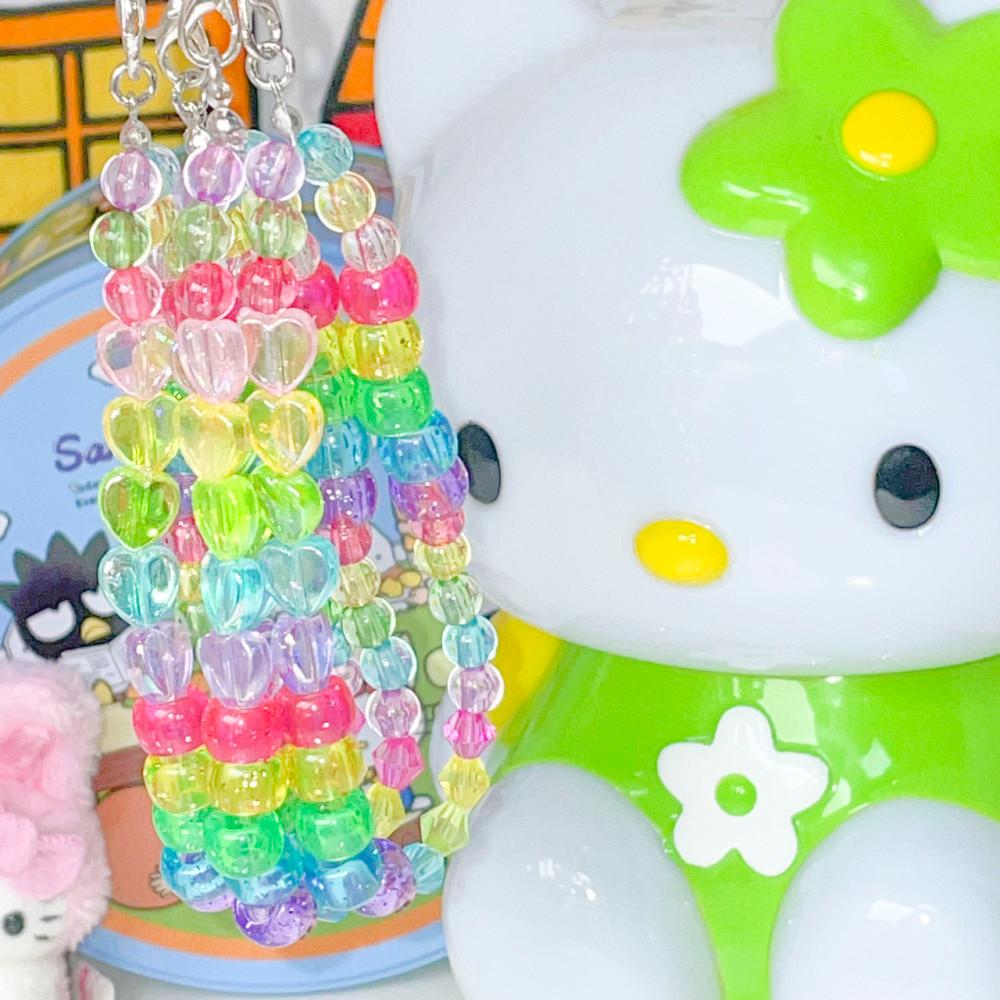 [수디어리] 반짝 무지개 폰스트랩 비즈키링