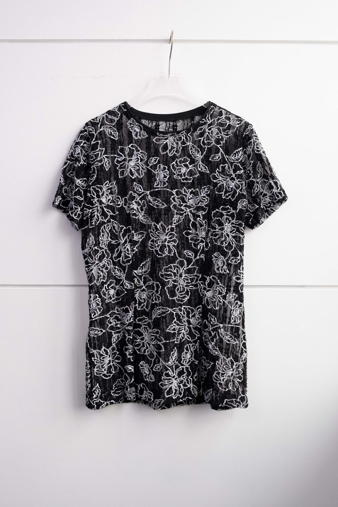 [vintage] Flower seethrough mesh top