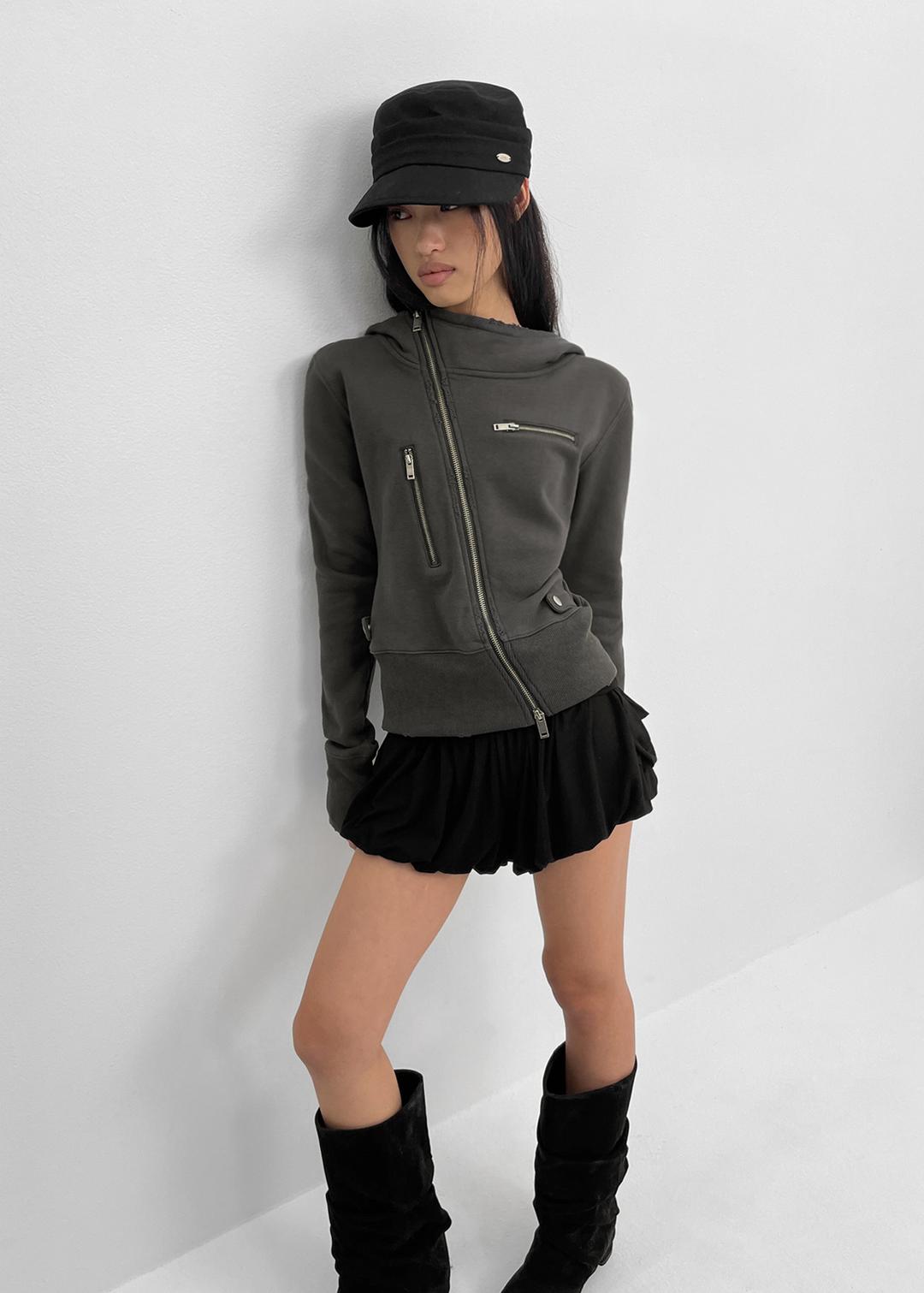 블랙업 [💚봄신상/MADE] 프리키 언발 후드 집업