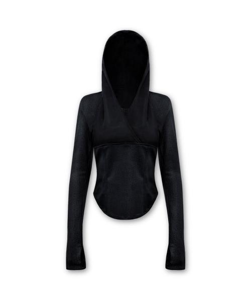 공일공사(0104)  LAYERED WRAP JERSEY HOODIE - 사이즈 & 후기 | 무신사