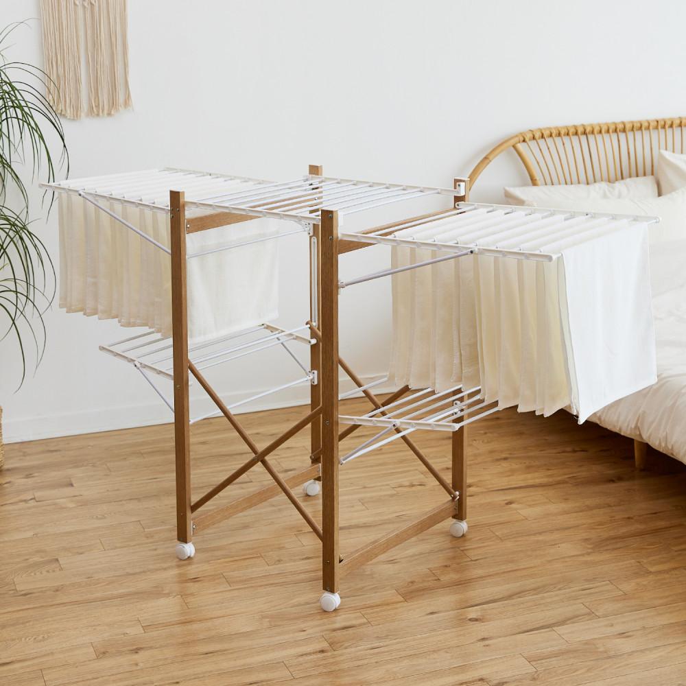 해달홈 X 코드리빙 원목 원룸 베란다 수건 미니빨래건조대 LD5-AW