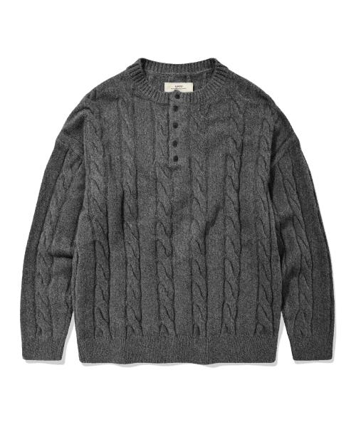 WARM TOUCH HENLEY KNIT (CHARCOAL)