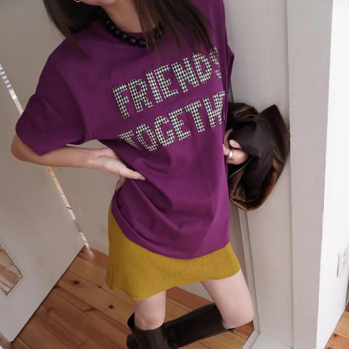 프렌즈 투게더 패치워크 티셔츠 - 퍼플 (2 Size)