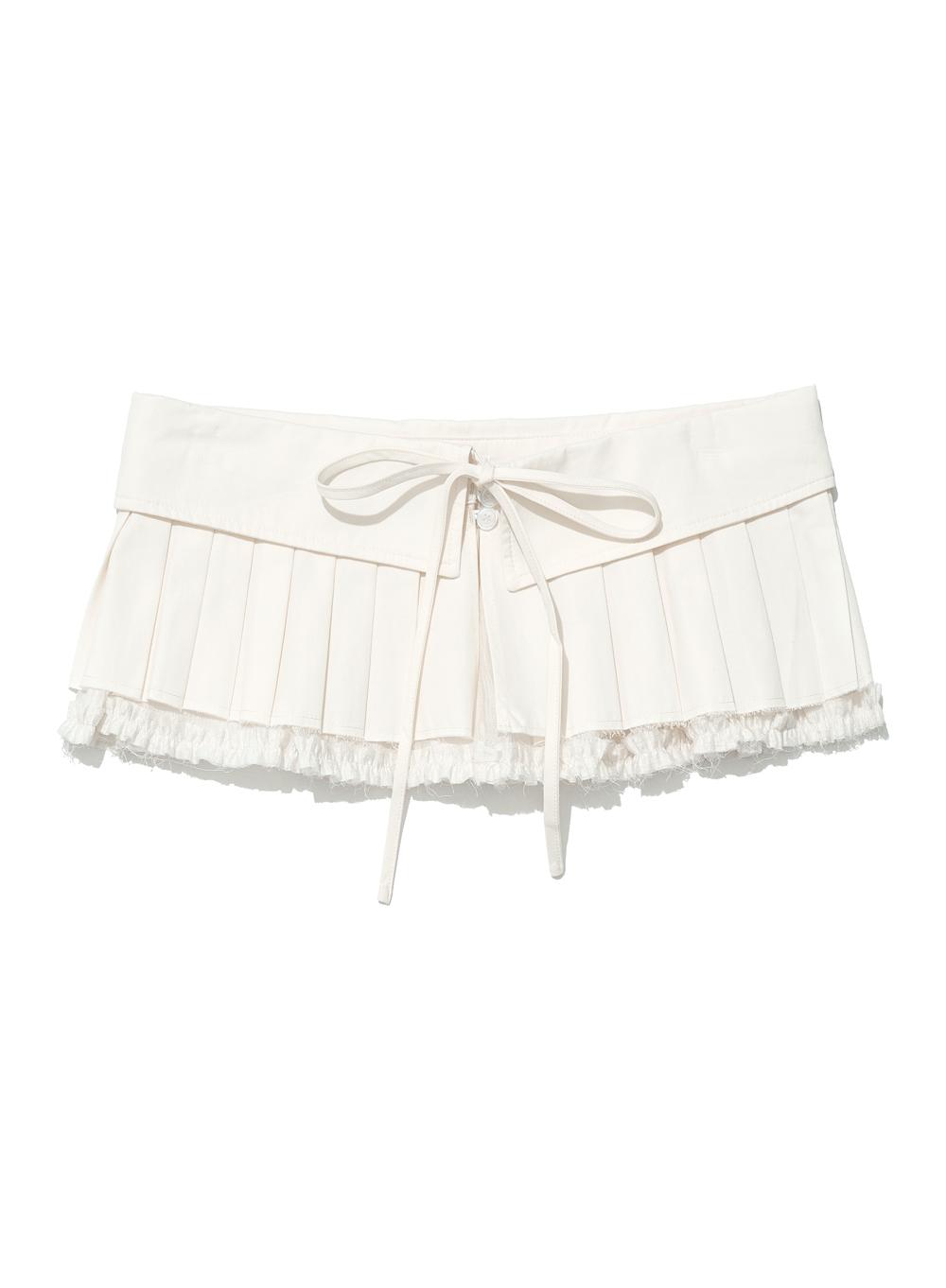 [WOMEN] TURN OVER PLEATED WRAP SKIRT_WHITE