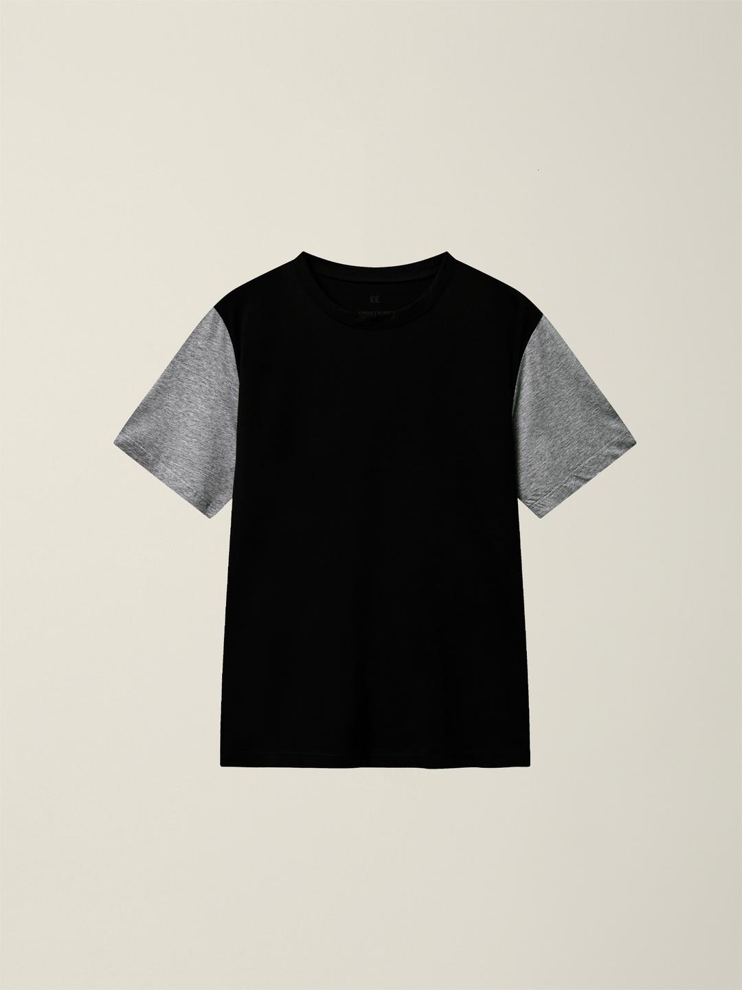 CONTRAST HALF SLEEVE T-SHIRTS  BLACK