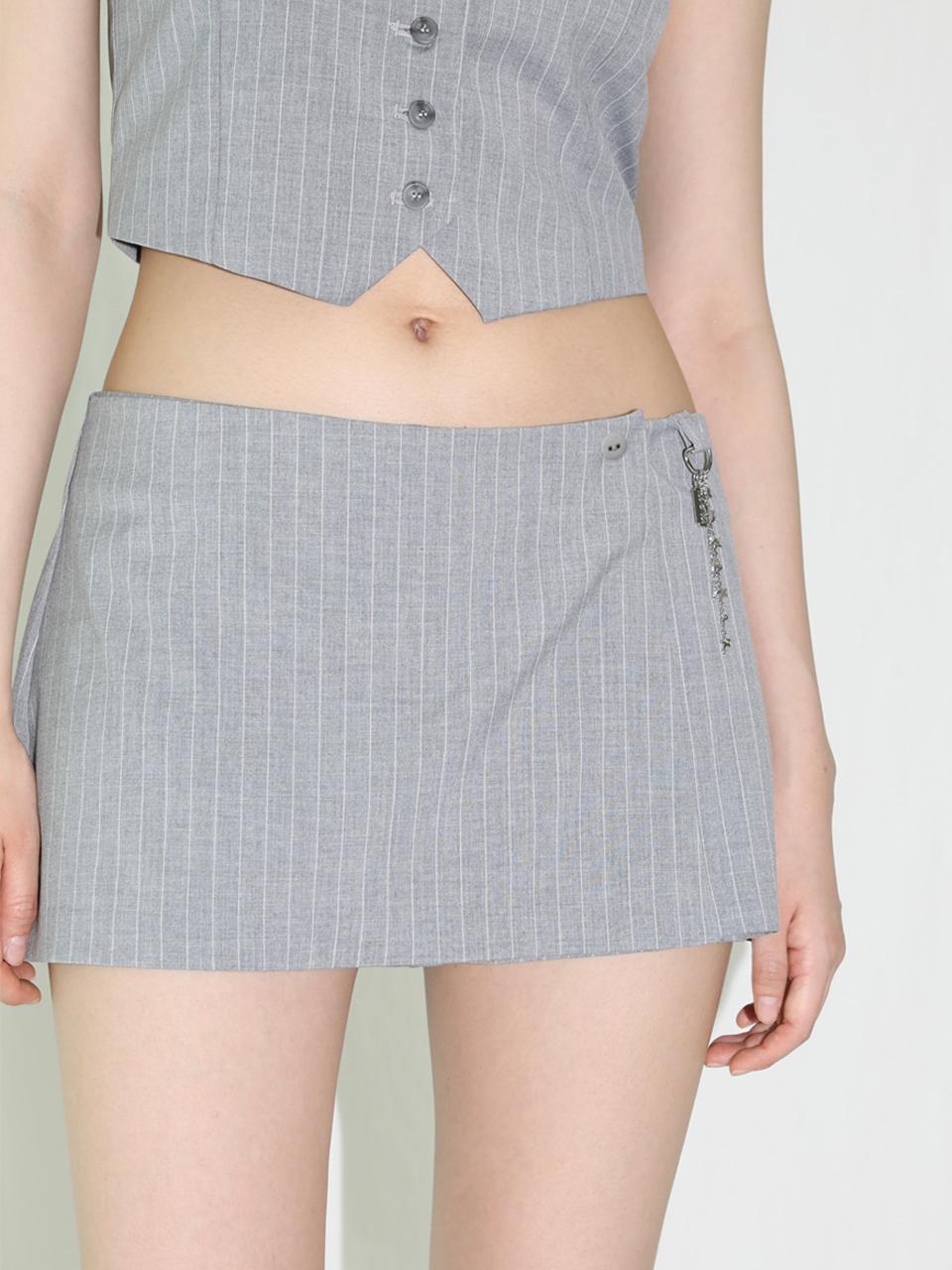 Pinstripe Skirt with Shorts - GREY
