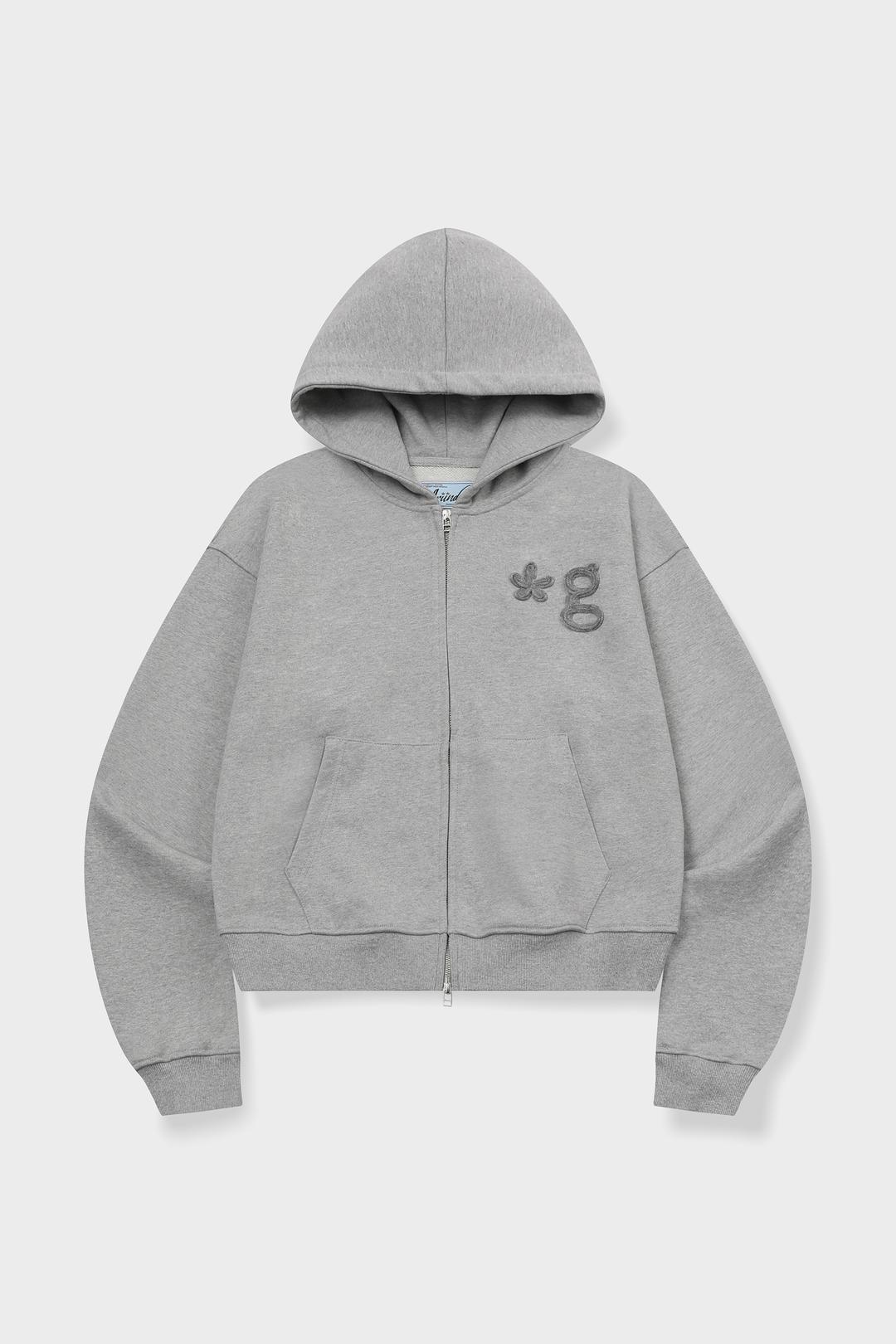 HAND WORK HOODIE ZIP-UP (MELANGE GREY)