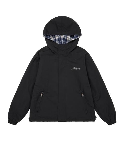 Reversible Check Hooded Jacket (Black)