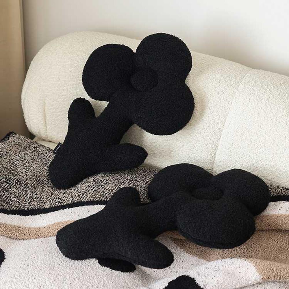 블랙 플라워 쿠션 소파 침대 쿠션 등받이 허리 쿠션 거실 쇼파 북유럽 인테리어