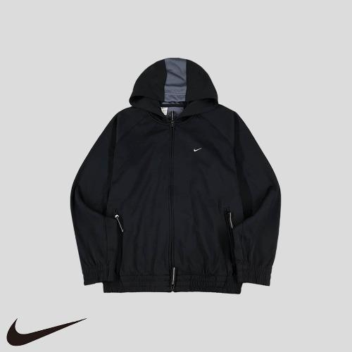 나이키 드라이핏 00's 나이키스포츠 블랙 그레이 배색 후드 집업 져지  SIZE M-L