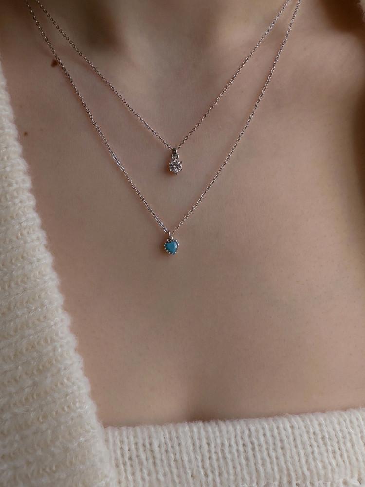 탄생석 목걸이 써지컬 큐빅 비즈 펜던트 원형 하트 무알러지 무변색