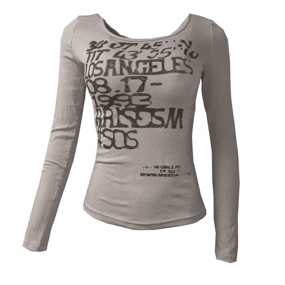 (11/25 순차출고) Slim U Neck Lettering Long Sleeve