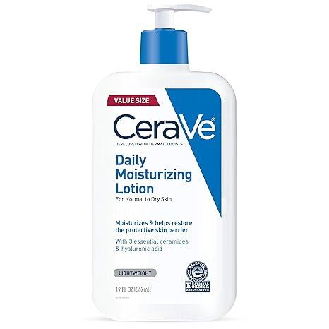 CeraVe 건성 피부용 데일리 모이스처라이징 로션 | 히알루론산 및 세라마이드가 함유된 바디 로션 및 페이셜 모이스처라이저 | 무향 | 532.3ml(18 액량 온스)