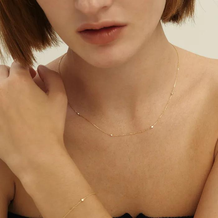 14k 다이아몬드 미니 베젤 포인트 목걸이 (14k골드) #LCN03