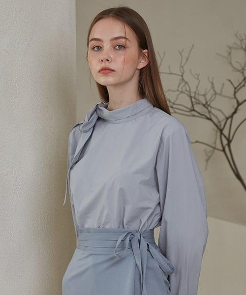 RIBBONTIE BLOUSE_SKY BLUE