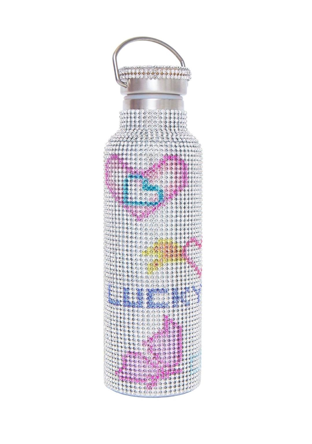 RHINESTONE WATER BOTTLE LUCKY DOODLE - ONE SIZE