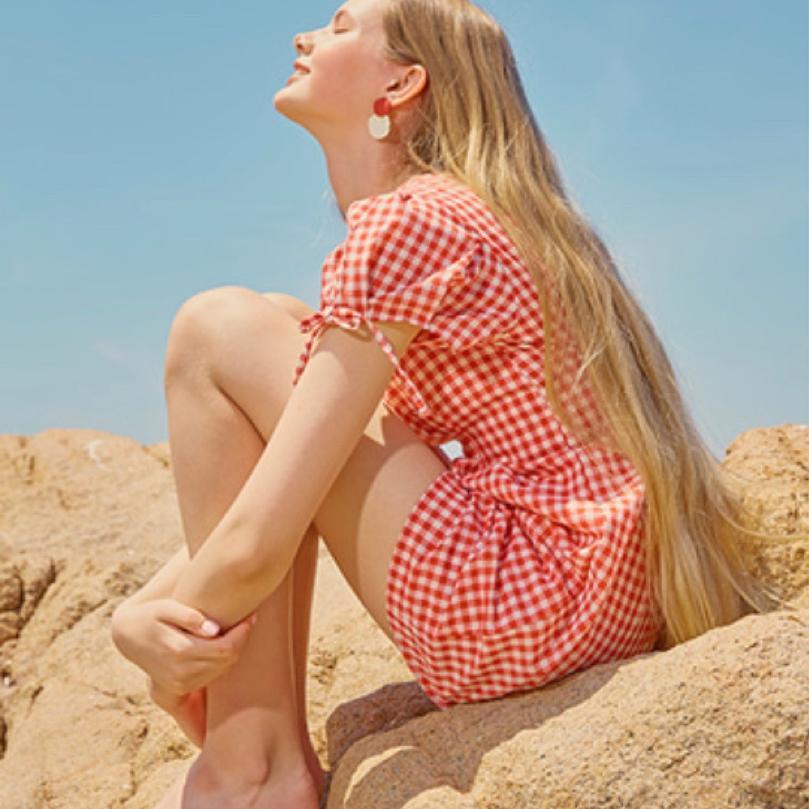 bpb_ Little Mermaid One Piece _ 레드 체크